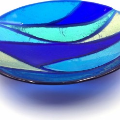 003: Silver waves bowl (glass with silver leaf), depth 39 x 7cm, £340